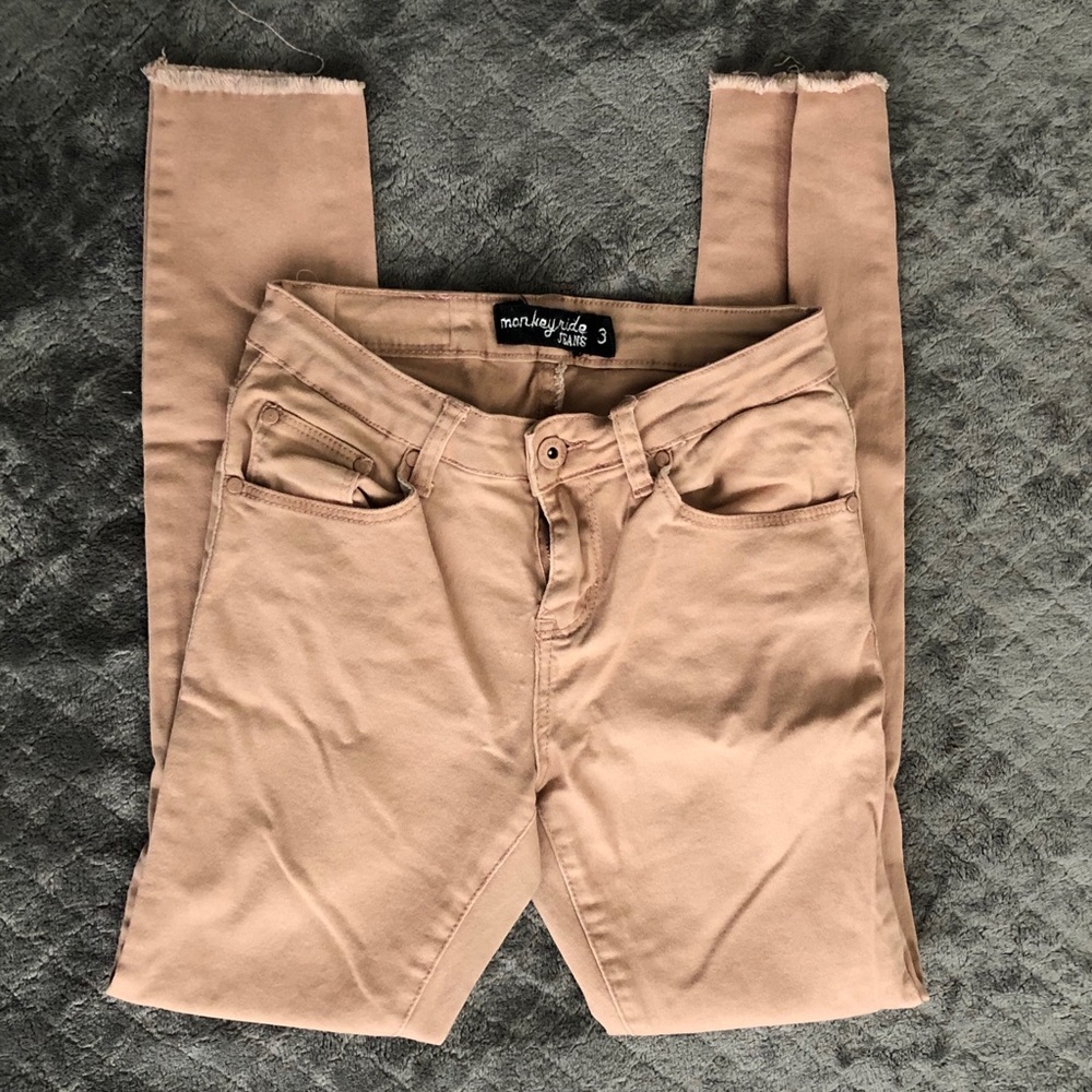 Coral/Light Pink Monkey Ride Skinny Jean
